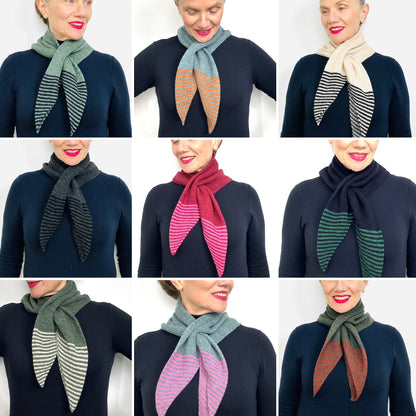 Black & Charcoal Grey Lambswool Striped Pull-Through Kerchief