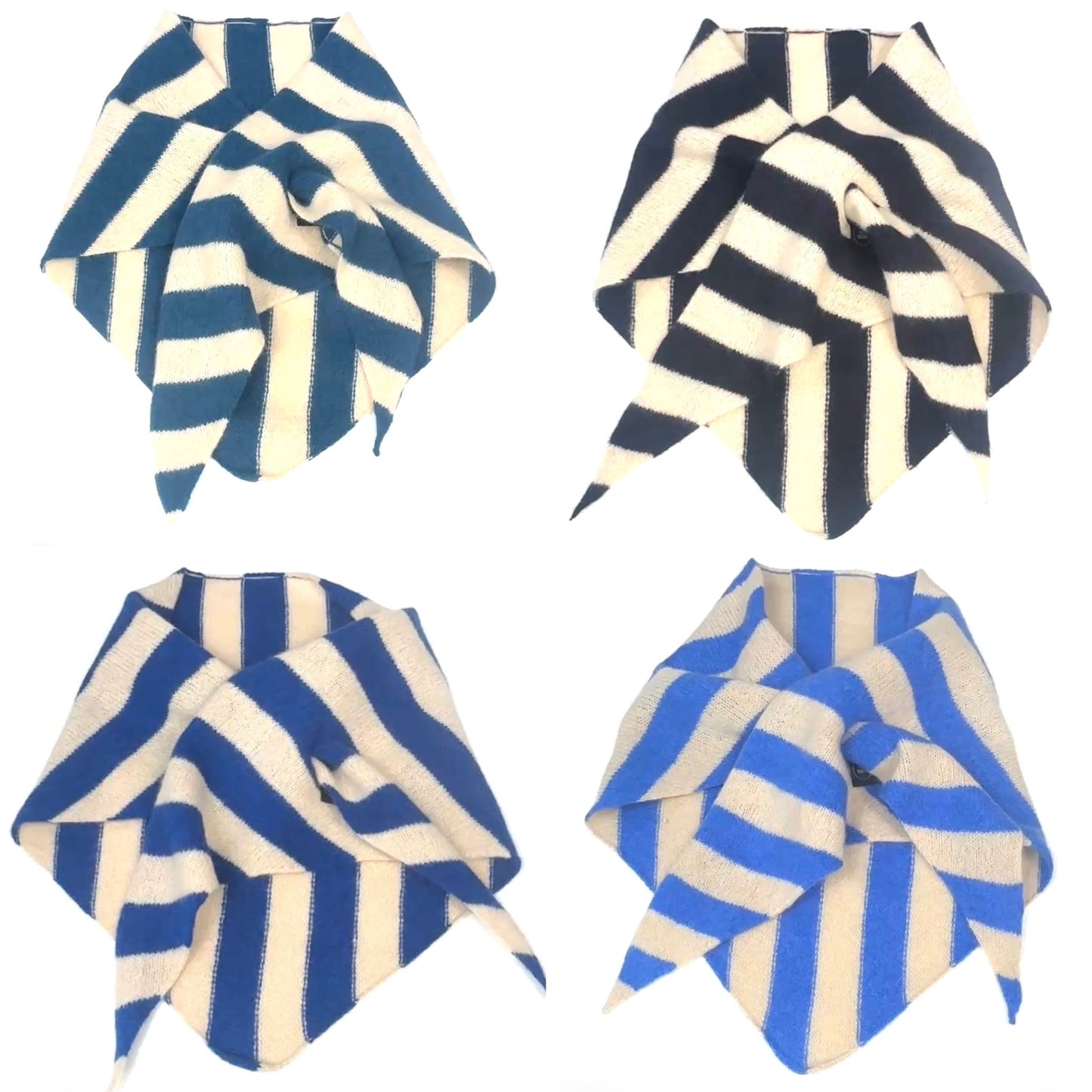 Cornflower Blue & Oatmeal Single-Layered Striped Pull-Through Kerchief