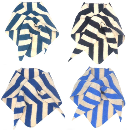 Cornflower Blue & Oatmeal Single-Layered Striped Pull-Through Kerchief