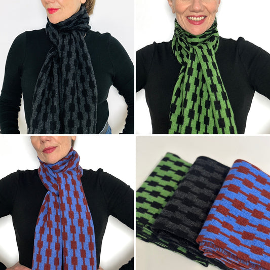 Black and Charcoal Grey Lambswool Pulse Scarf