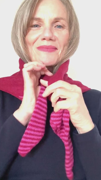 Cherry & Pink Lambswool Striped Pull-Through Kerchief
