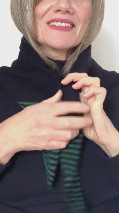 Navy Blue & Cossack Green Lambswool Pull-Through Kerchief