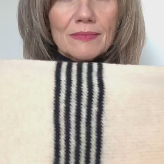 Black and Oatmeal Pull Through Kerchief Handcrafted with Merino Lambwool   