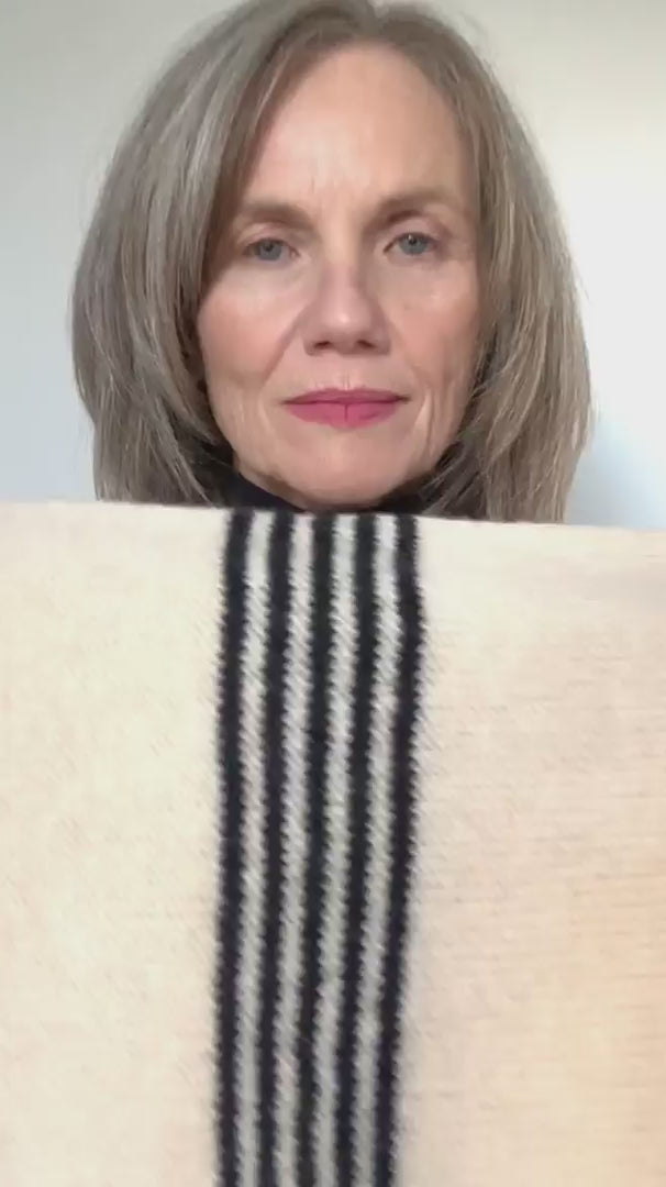 Black and Oatmeal Pull Through Kerchief Handcrafted with Merino Lambwool   