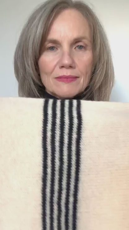 Black and Oatmeal Pull Through Kerchief Handcrafted with Merino Lambwool   