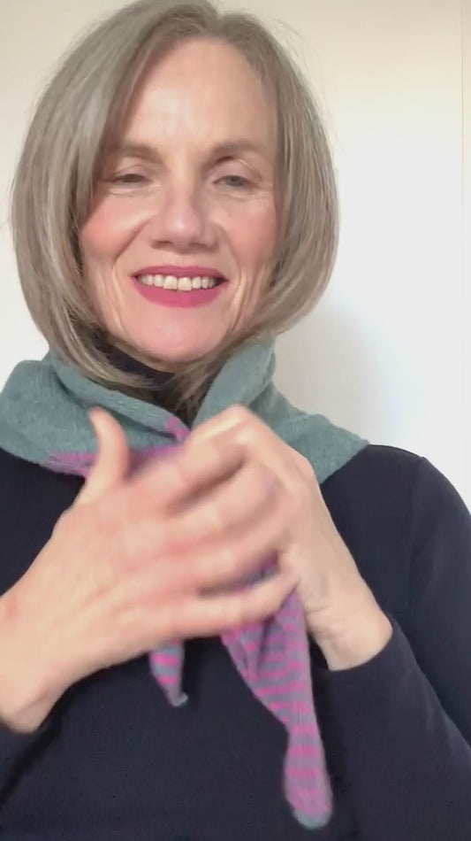 Caspian Blue & Pink Lambswool Striped Pull-Through Kerchief