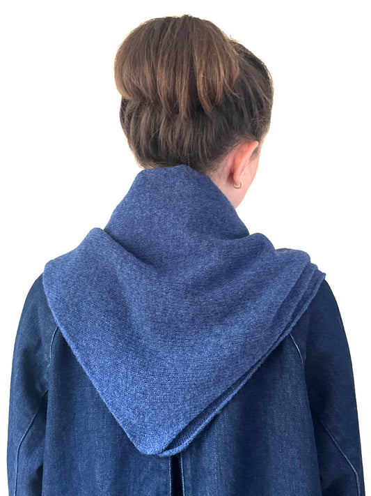 Rhapsody Blue Triangle Scarf, merino wool, laid flat