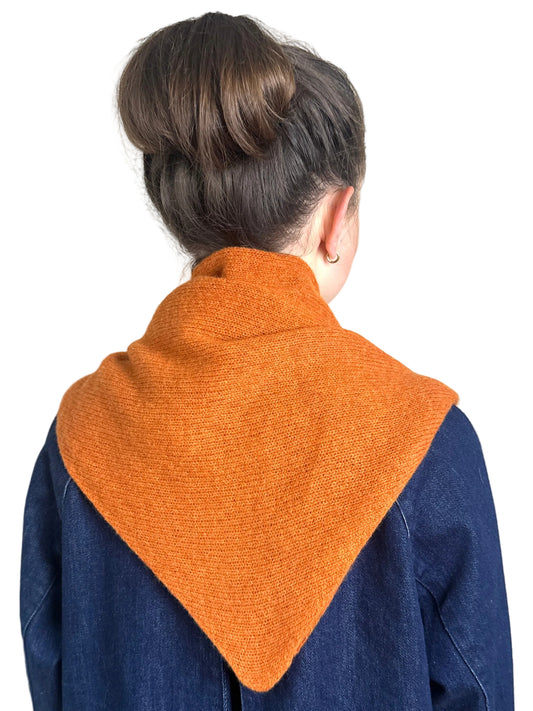 Rust Triangle Scarf, merino wool, laid flat